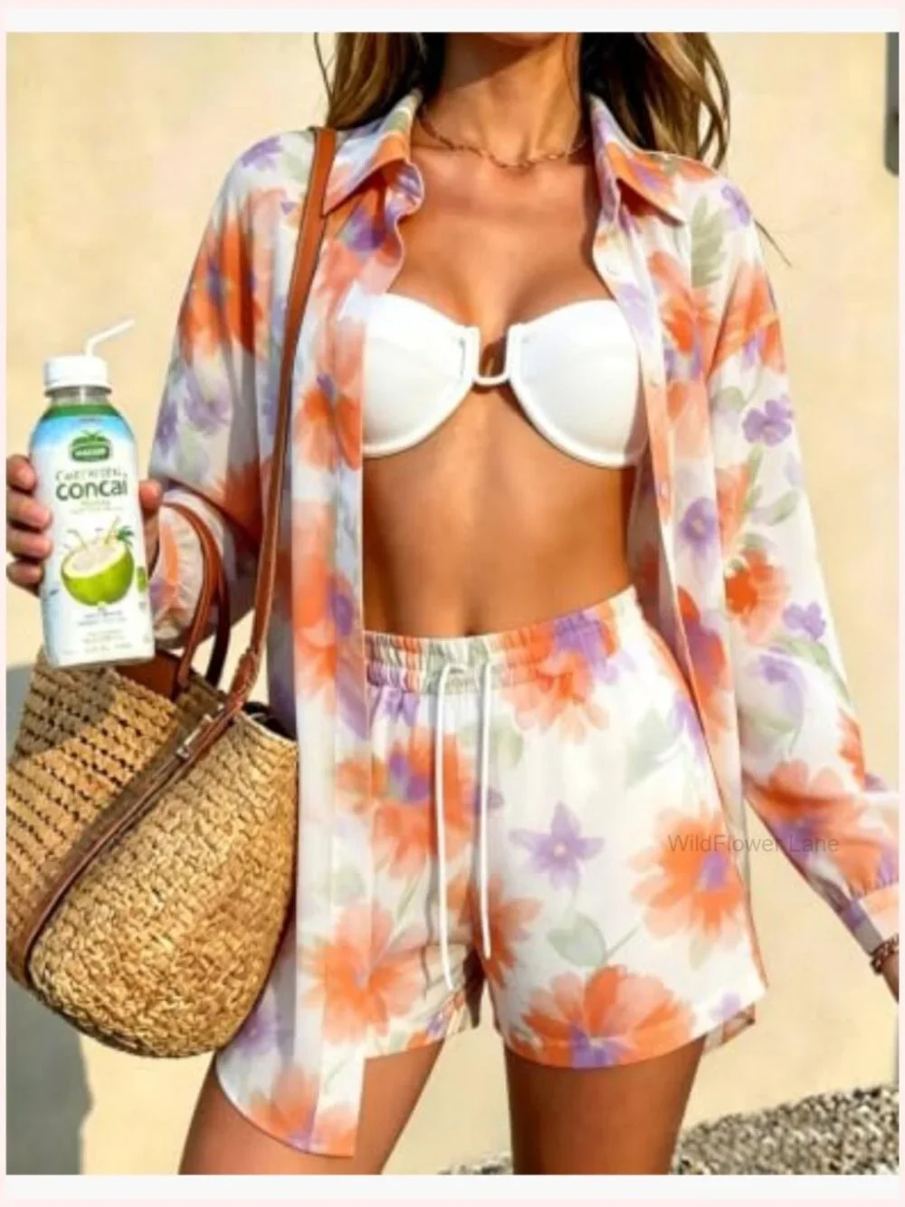Two Piece Sets For Women Summer Sheer Long Sleeve Button Down Shirt Matching
